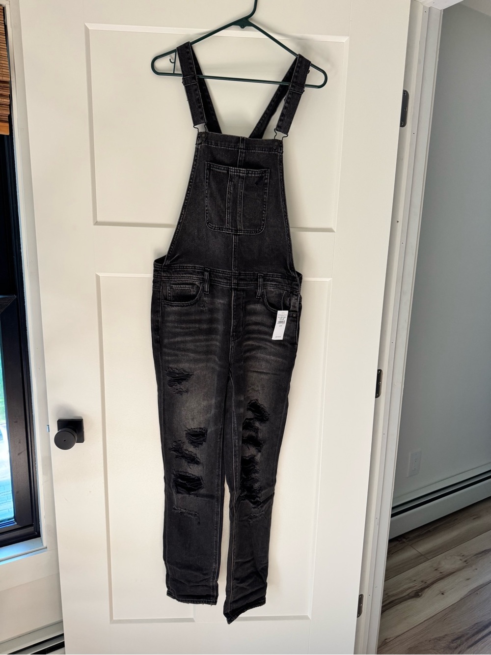 American Eagle Outfitters Gray Washed Denim Overalls Size M